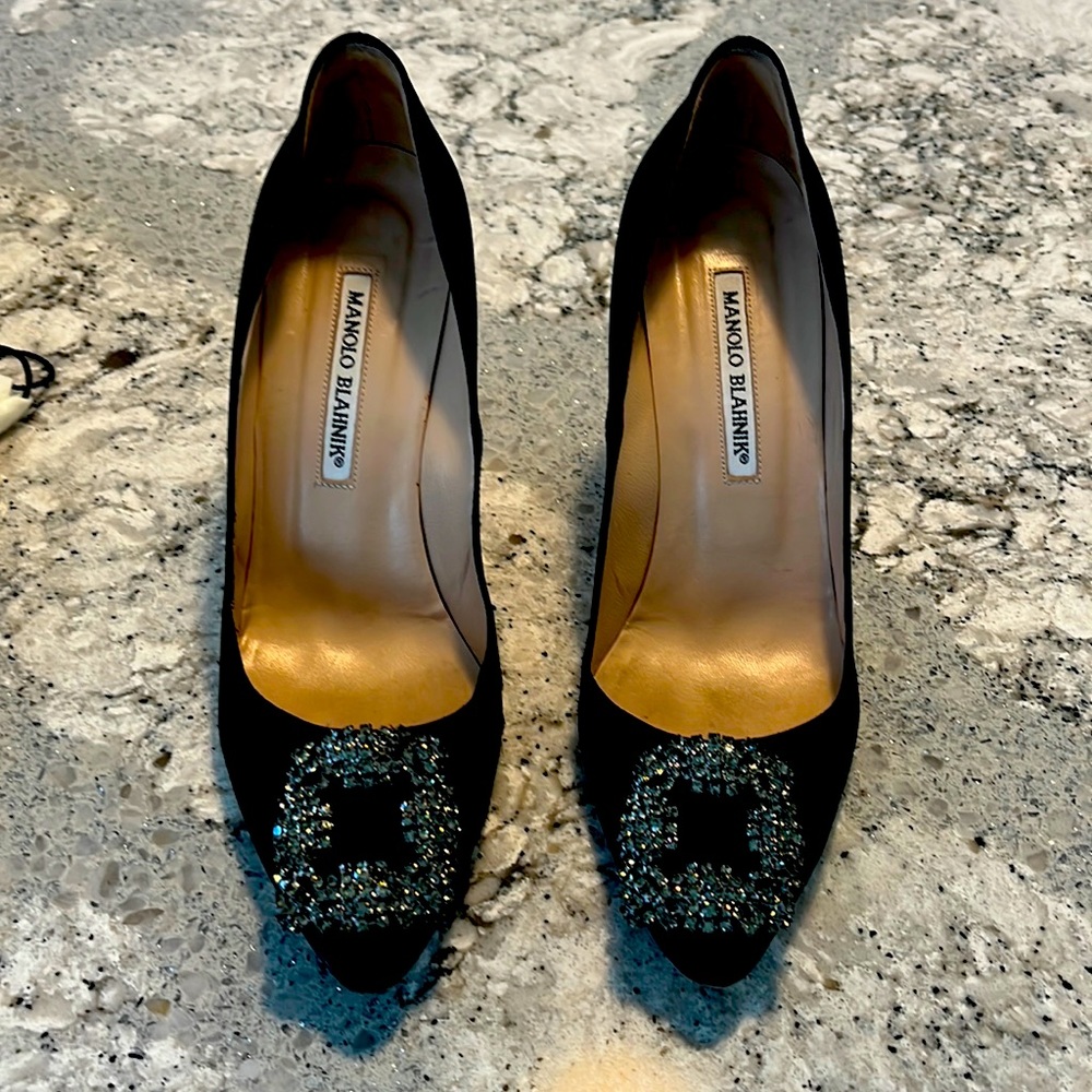 Manolo Blahnik Hang SI satin Black size 39 or 9